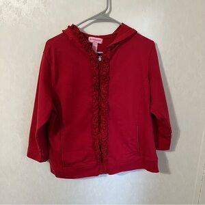 Vintage Silverwear Brand Red Women's Hoodie with Ruffles down the front